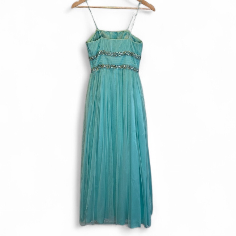 Morgan & Co Turquoise Green Strapless Formal Prom Dress Juniors Sz 1/2 Sequin - Picture 2 of 9